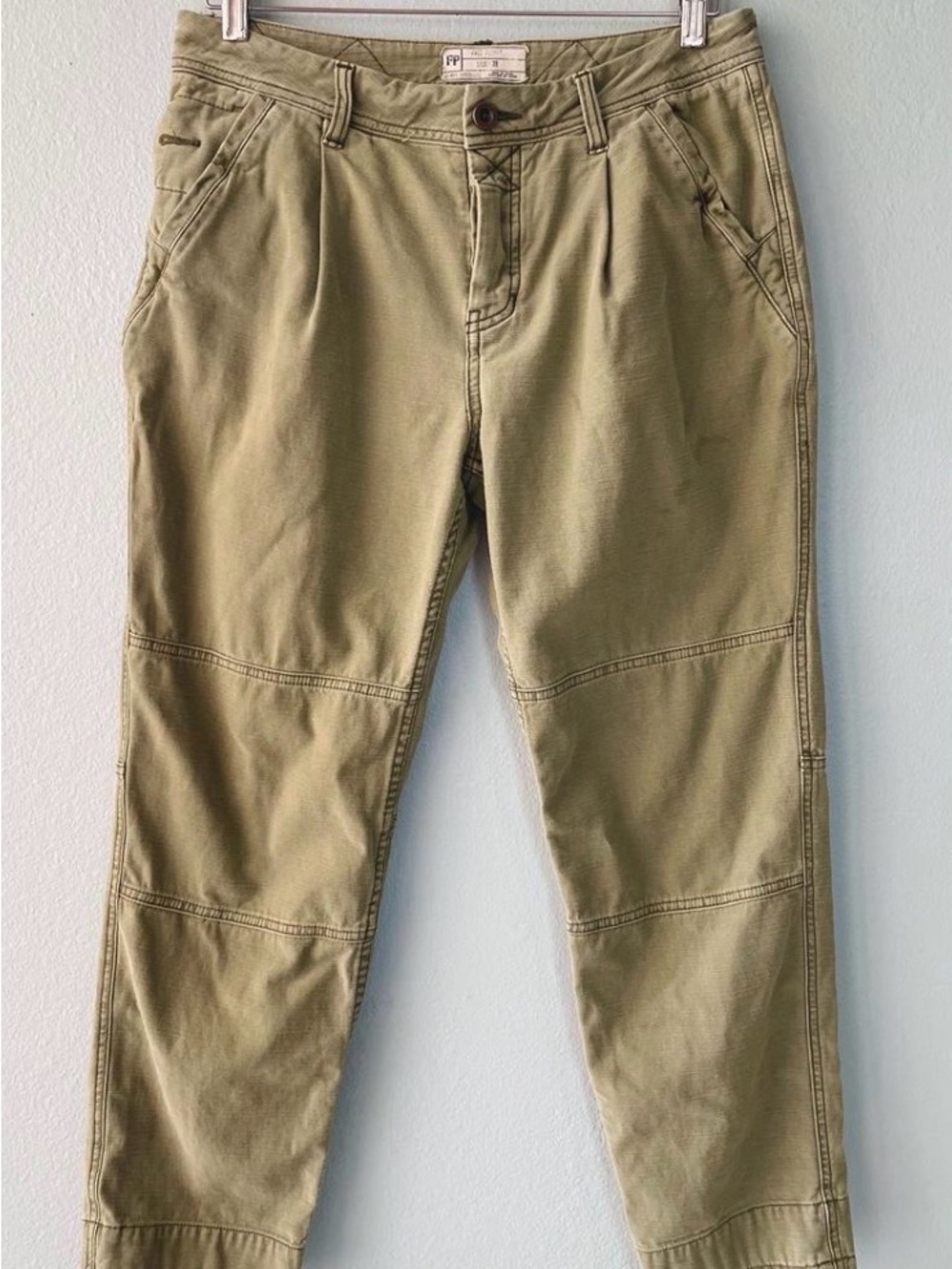 Free People Olive Green Cropped Utility Pants